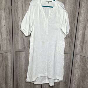 Ocean + Main Double Gauze Tunic Kaftan White Neutral Minimalist Size S/M